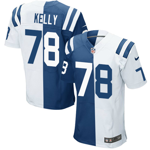 Men's Nike Indianapolis Colts #78 Ryan Kelly Elite Royal Blue/White Split Fashion NFL Jersey