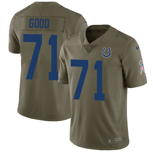 Men's Nike Indianapolis Colts #71 Denzelle Good Limited Olive 2017 Salute to Service NFL Jersey