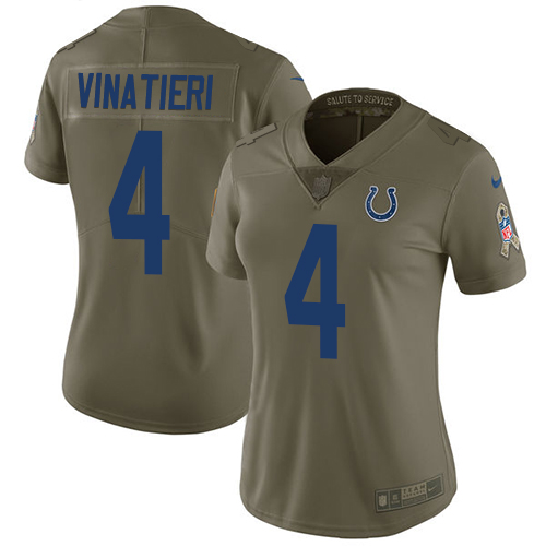 Women's Nike Indianapolis Colts #4 Adam Vinatieri Limited Olive 2017 Salute to Service NFL Jersey