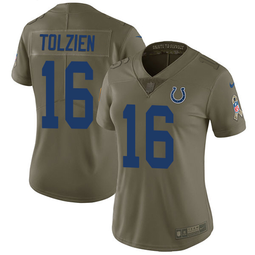 Women's Nike Indianapolis Colts #16 Scott Tolzien Limited Olive 2017 Salute to Service NFL Jersey