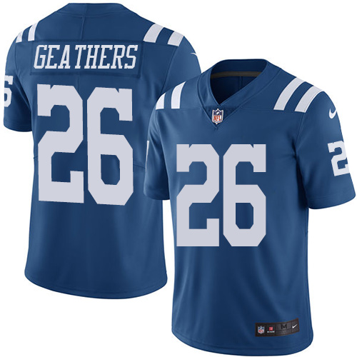 Youth Nike Indianapolis Colts #26 Clayton Geathers Limited Royal Blue Rush Vapor Untouchable NFL Jersey