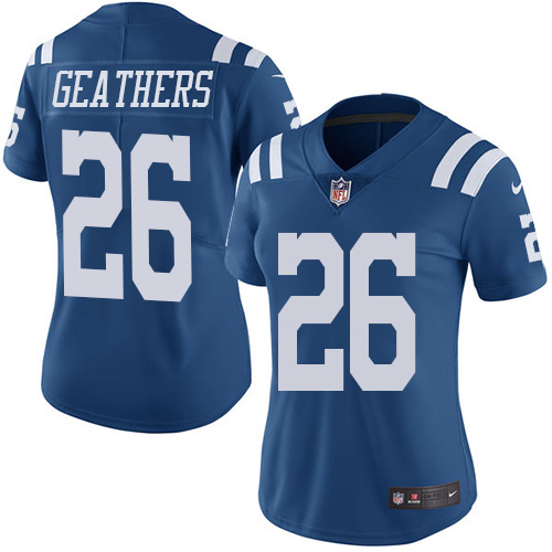 Women's Nike Indianapolis Colts #26 Clayton Geathers Limited Royal Blue Rush Vapor Untouchable NFL Jersey