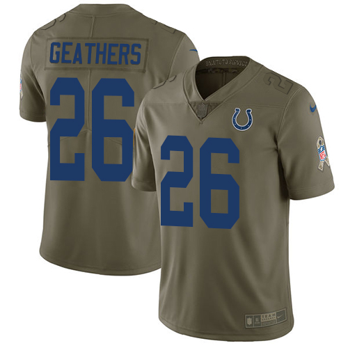 Men's Nike Indianapolis Colts #26 Clayton Geathers Limited Olive 2017 Salute to Service NFL Jersey