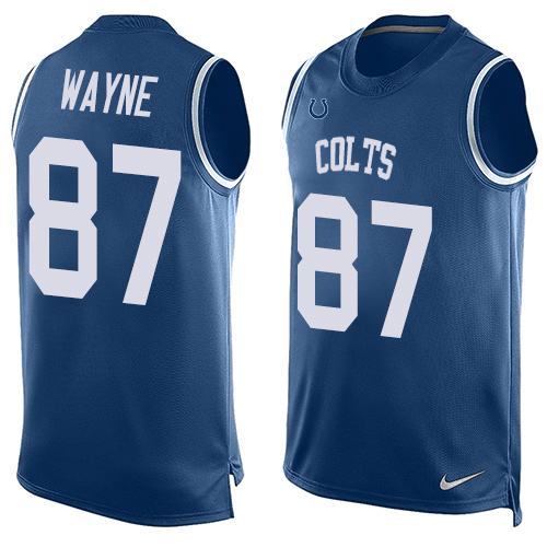 Men's Nike Indianapolis Colts #87 Reggie Wayne Limited Royal Blue Player Name & Number Tank Top NFL Jersey