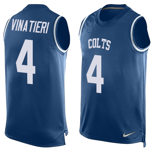 Men's Nike Indianapolis Colts #4 Adam Vinatieri Limited Royal Blue Player Name & Number Tank Top NFL Jersey