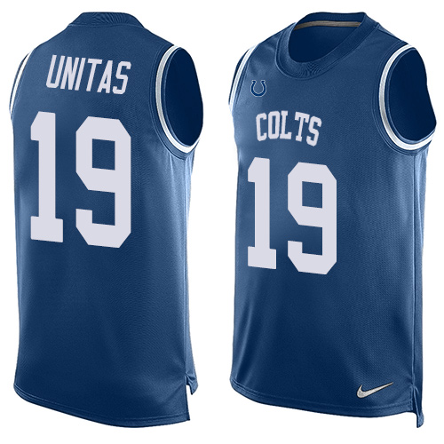Men's Nike Indianapolis Colts #19 Johnny Unitas Limited Royal Blue Player Name & Number Tank Top NFL Jersey