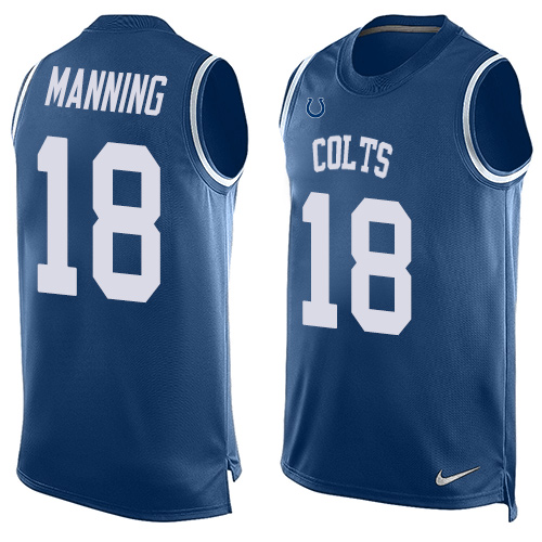 Men's Nike Indianapolis Colts #18 Peyton Manning Limited Royal Blue Player Name & Number Tank Top NFL Jersey