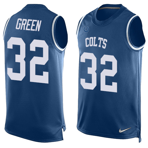 Men's Nike Indianapolis Colts #32 T.J. Green Limited Royal Blue Player Name & Number Tank Top NFL Jersey
