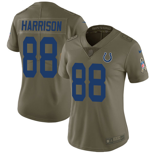 Women's Nike Indianapolis Colts #88 Marvin Harrison Limited Olive 2017 Salute to Service NFL Jersey