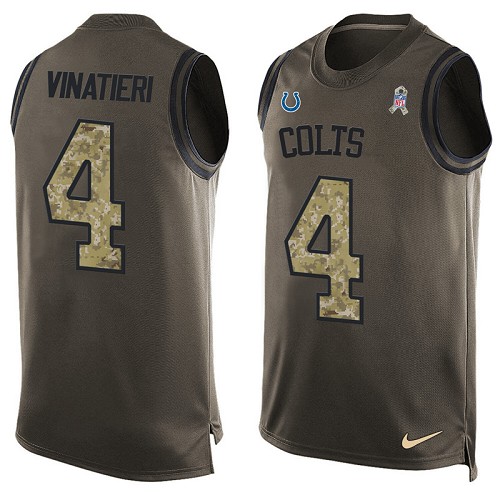 Men's Nike Indianapolis Colts #4 Adam Vinatieri Limited Green Salute to Service Tank Top NFL Jersey