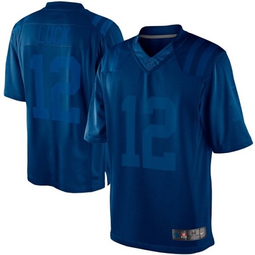 Men's Nike Indianapolis Colts #12 Andrew Luck Royal Blue Drenched Limited NFL Jersey