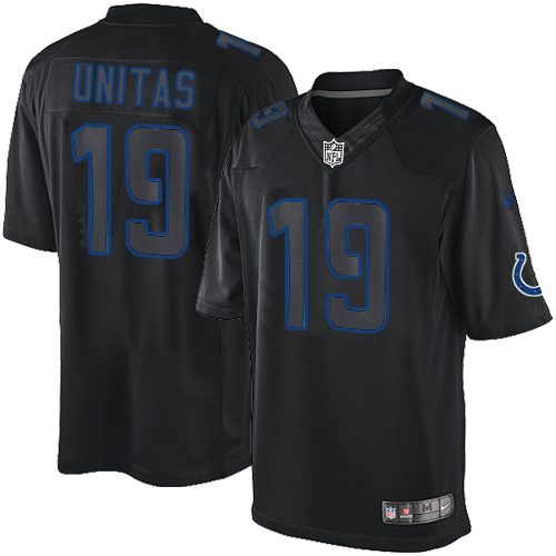 Men's Nike Indianapolis Colts #19 Johnny Unitas Limited Black Impact NFL Jersey