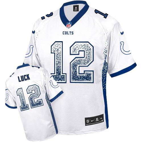 Men's Nike Indianapolis Colts #12 Andrew Luck Elite White Drift Fashion NFL Jersey