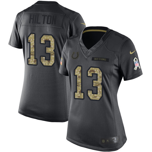 Women's Nike Indianapolis Colts #13 T.Y. Hilton Limited Black 2016 Salute to Service NFL Jersey
