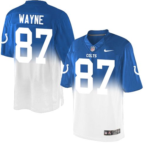Men's Nike Indianapolis Colts #87 Reggie Wayne Elite Royal Blue/White Fadeaway NFL Jersey