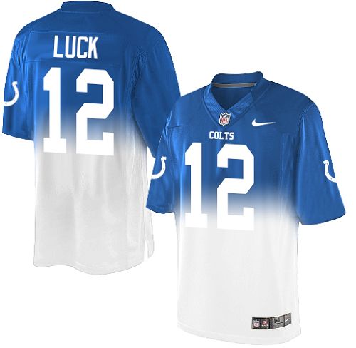 Men's Nike Indianapolis Colts #12 Andrew Luck Elite Royal Blue/White Fadeaway NFL Jersey