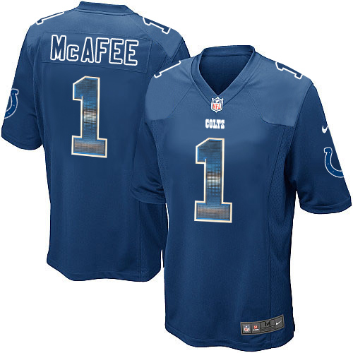 Men's Nike Indianapolis Colts #1 Pat McAfee Limited Royal Blue Strobe NFL Jersey