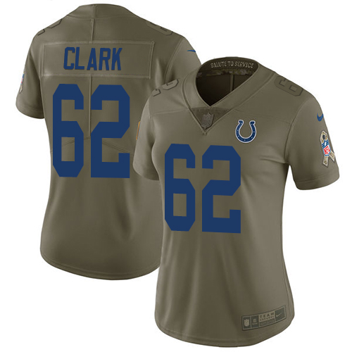 Women's Nike Indianapolis Colts #62 Le'Raven Clark Limited Olive 2017 Salute to Service NFL Jersey