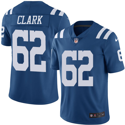 Men's Nike Indianapolis Colts #62 Le'Raven Clark Limited Royal Blue Rush Vapor Untouchable NFL Jersey