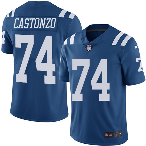Men's Nike Indianapolis Colts #74 Anthony Castonzo Limited Royal Blue Rush Vapor Untouchable NFL Jersey