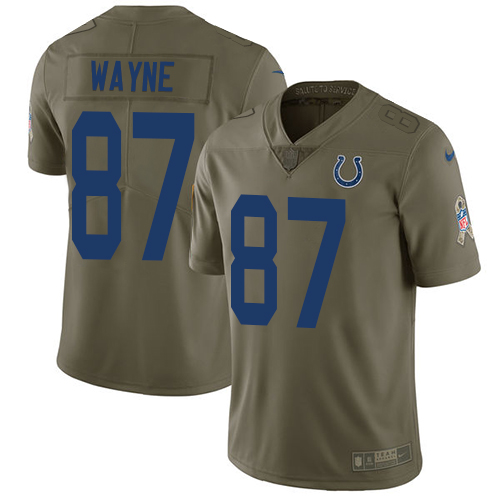 Men's Nike Indianapolis Colts #87 Reggie Wayne Limited Olive 2017 Salute to Service NFL Jersey