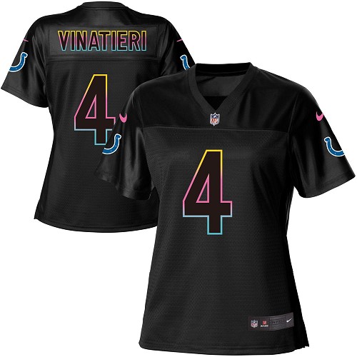Women's Nike Indianapolis Colts #4 Adam Vinatieri Game Black Fashion NFL Jersey
