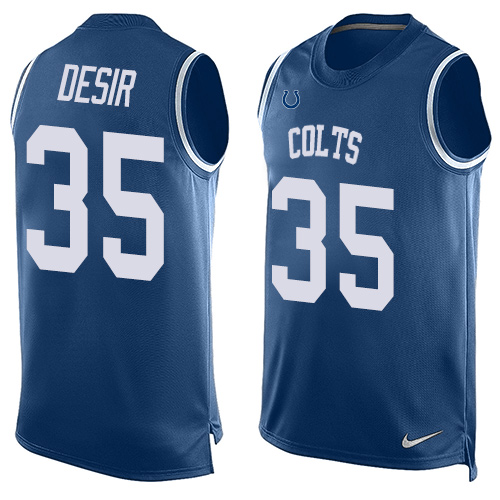 Men's Nike Indianapolis Colts #35 Pierre Desir Limited Royal Blue Player Name & Number Tank Top NFL Jersey