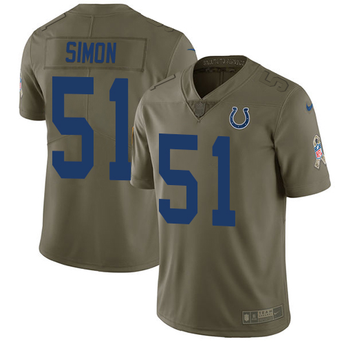 Youth Nike Indianapolis Colts #51 John Simon Limited Olive 2017 Salute to Service NFL Jersey