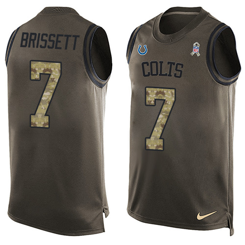 Men's Nike Indianapolis Colts #7 Jacoby Brissett Limited Green Salute to Service Tank Top NFL Jersey