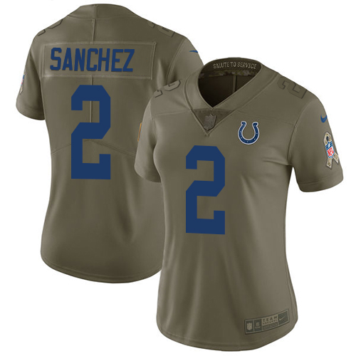 Women's Nike Indianapolis Colts #2 Rigoberto Sanchez Limited Olive 2017 Salute to Service NFL Jersey
