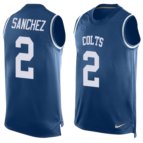 Men's Nike Indianapolis Colts #2 Rigoberto Sanchez Limited Royal Blue Player Name & Number Tank Top NFL Jersey