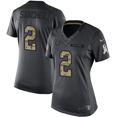 Women's Nike Indianapolis Colts #2 Rigoberto Sanchez Limited Black 2016 Salute to Service NFL Jersey