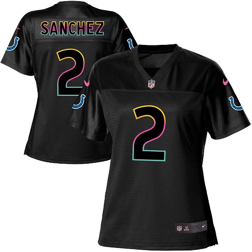 Women's Nike Indianapolis Colts #2 Rigoberto Sanchez Game Black Fashion NFL Jersey