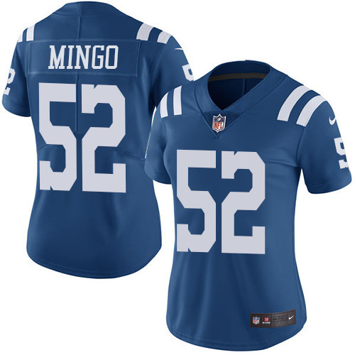 Women's Nike Indianapolis Colts #52 Barkevious Mingo Limited Royal Blue Rush Vapor Untouchable NFL Jersey