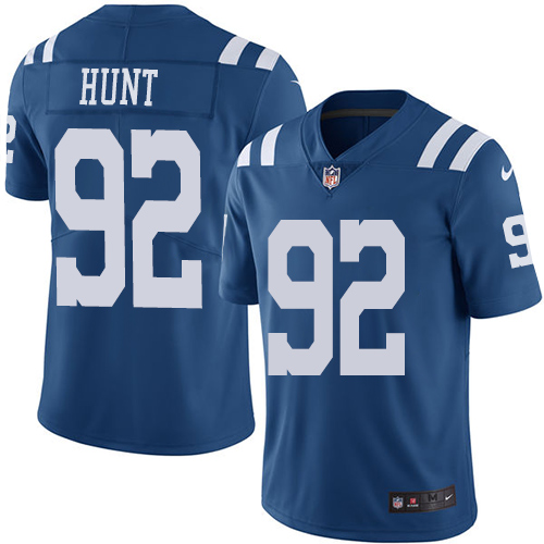 Youth Nike Indianapolis Colts #92 Margus Hunt Limited Royal Blue Rush Vapor Untouchable NFL Jersey
