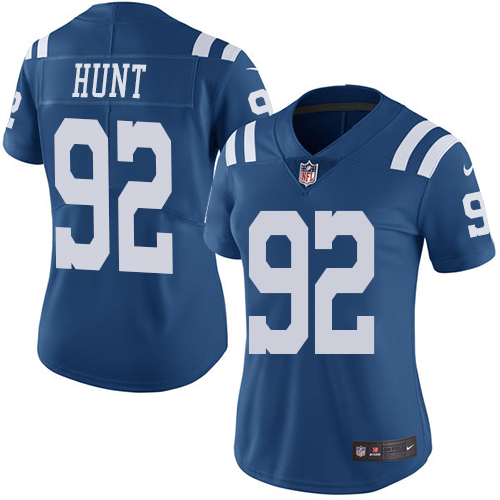Women's Nike Indianapolis Colts #92 Margus Hunt Limited Royal Blue Rush Vapor Untouchable NFL Jersey