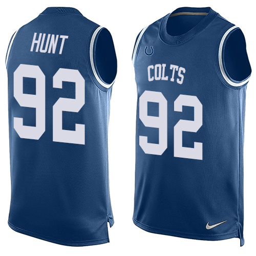 Men's Nike Indianapolis Colts #92 Margus Hunt Limited Royal Blue Player Name & Number Tank Top NFL Jersey