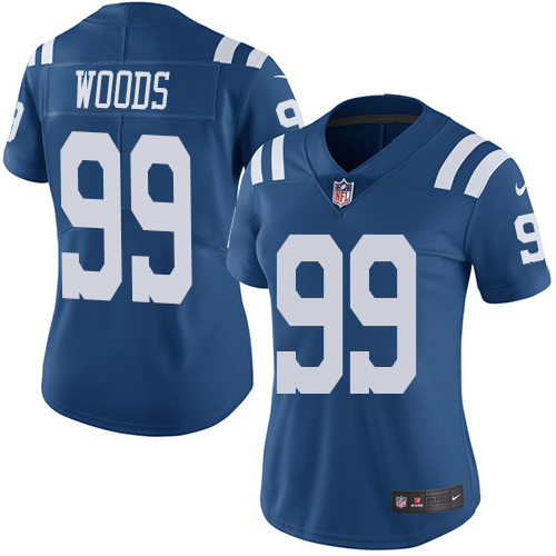 Women's Nike Indianapolis Colts #99 Al Woods Limited Royal Blue Rush Vapor Untouchable NFL Jersey
