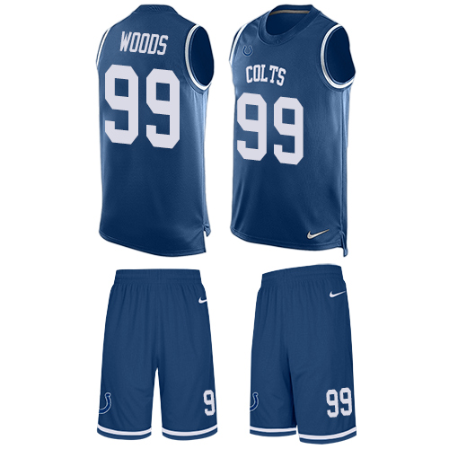 Men's Nike Indianapolis Colts #99 Al Woods Limited Royal Blue Tank Top Suit NFL Jersey