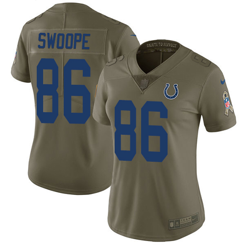 Women's Nike Indianapolis Colts #86 Erik Swoope Limited Olive 2017 Salute to Service NFL Jersey