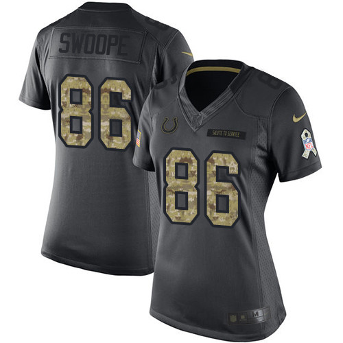 Women's Nike Indianapolis Colts #86 Erik Swoope Limited Black 2016 Salute to Service NFL Jersey