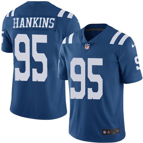 Youth Nike Indianapolis Colts #95 Johnathan Hankins Limited Royal Blue Rush Vapor Untouchable NFL Jersey