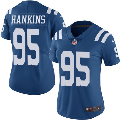 Women's Nike Indianapolis Colts #95 Johnathan Hankins Limited Royal Blue Rush Vapor Untouchable NFL Jersey