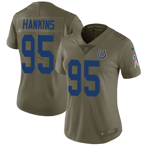 Women's Nike Indianapolis Colts #95 Johnathan Hankins Limited Olive 2017 Salute to Service NFL Jersey