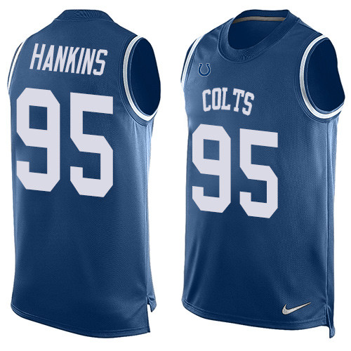 Men's Nike Indianapolis Colts #95 Johnathan Hankins Limited Royal Blue Player Name & Number Tank Top NFL Jersey