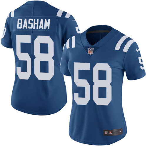 Women's Nike Indianapolis Colts #58 Tarell Basham Royal Blue Team Color Vapor Untouchable Limited Player NFL Jersey