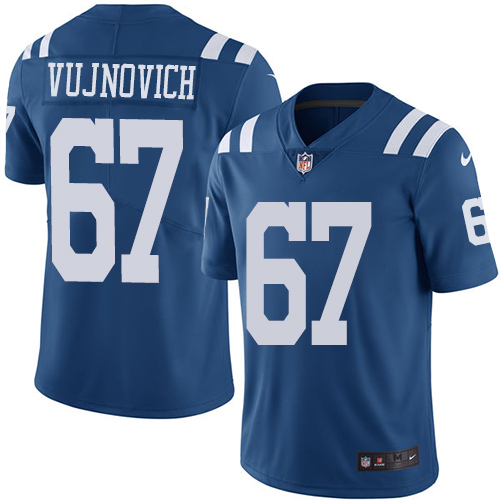 Men's Nike Indianapolis Colts #67 Jeremy Vujnovich Limited Royal Blue Rush Vapor Untouchable NFL Jersey