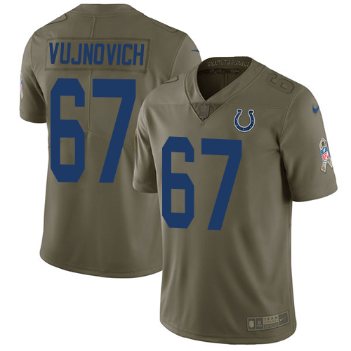 Youth Nike Indianapolis Colts #67 Jeremy Vujnovich Limited Olive 2017 Salute to Service NFL Jersey