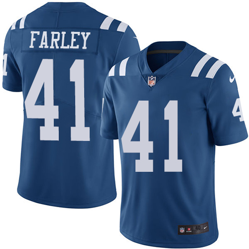 Men's Nike Indianapolis Colts #41 Matthias Farley Elite Royal Blue Rush Vapor Untouchable NFL Jersey