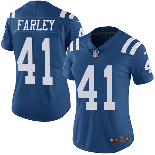 Women's Nike Indianapolis Colts #41 Matthias Farley Limited Royal Blue Rush Vapor Untouchable NFL Jersey